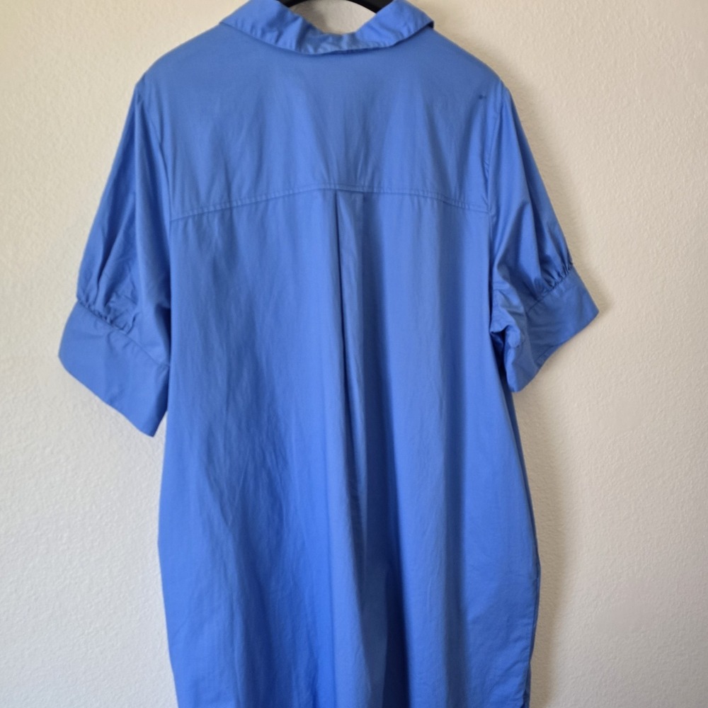 Old Navy Blue Poplin Button Down Tunic Shirt Dress Women XL 100% Cotton Pockets - Picture 8 of 11